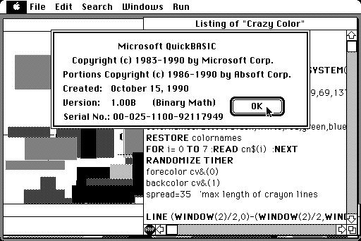 Microsoft QuickBASIC 1.00 for Mac